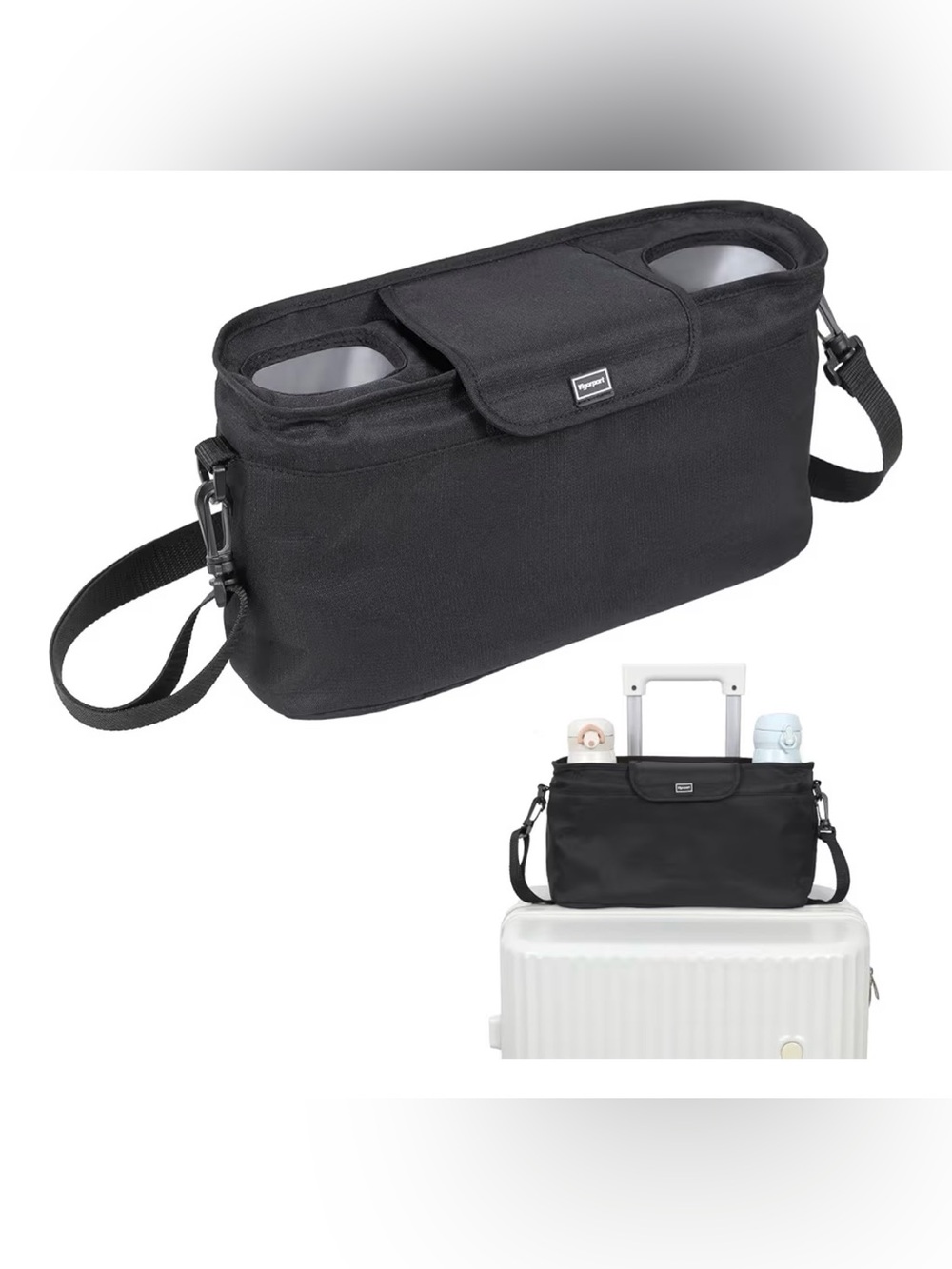 Travelon Black Travel Cup Holder with Shoulder Strap